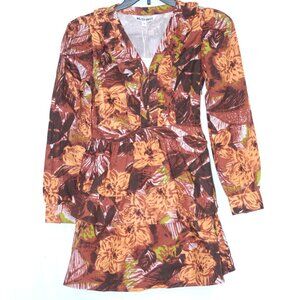 NWT 100% Cotton Long Sleeve Dress Size 0 Above the Knee Hawiian Floral